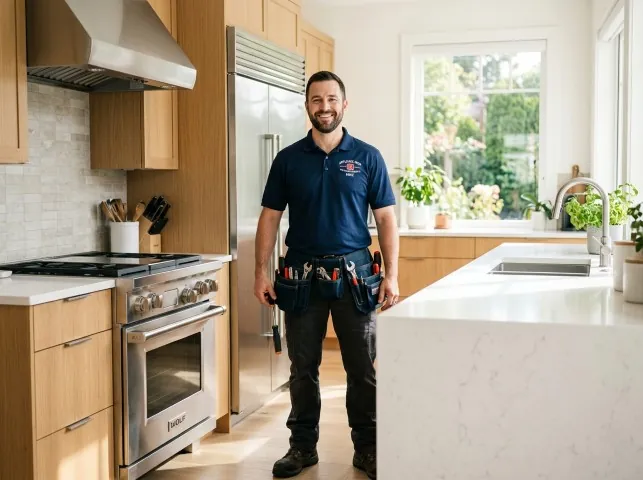 Appliance Repair Hero technician in a Atkins, VA kitchen after an appliance repair